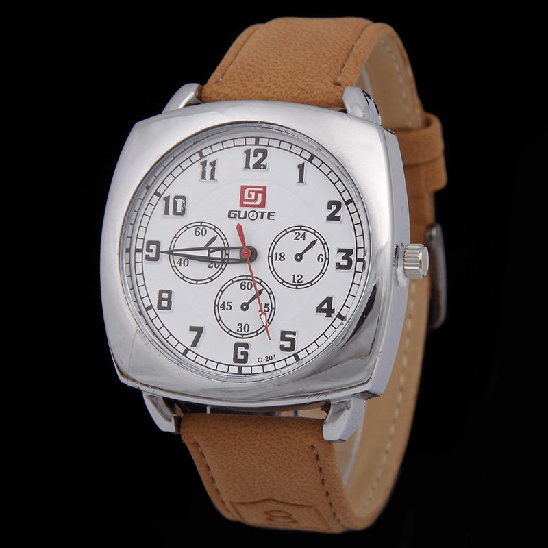 Moda Alloy Pu Leather Strape Sports Square Zegarek Head Military Zegarek Belt Quartz Watch