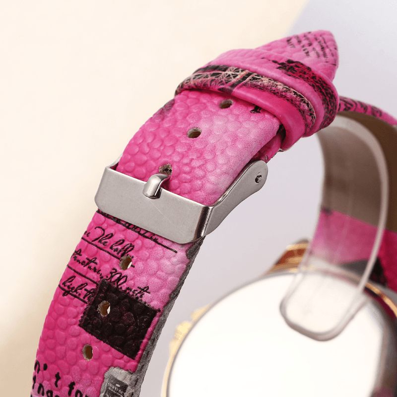 Moda Bohemia Style Damskie Zegarek Skórzany Pasek Retro Rose Pattern Quartz Watch