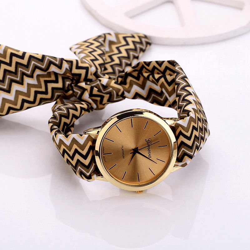 Moda Chic Big Dial Striped Cloth Strap Damskie Kwarcowy Zegarek Na Rękę