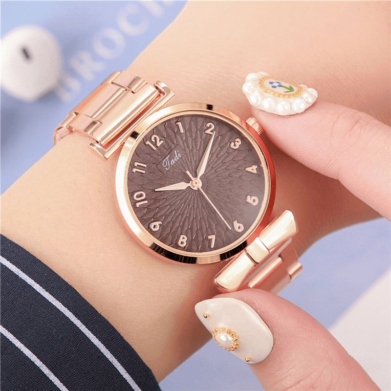 Moda Codzienne Damskie Wristwatch Alloy Wrist Zegarek Bransoletka Wodoodporne Zegarki Kwarcowe