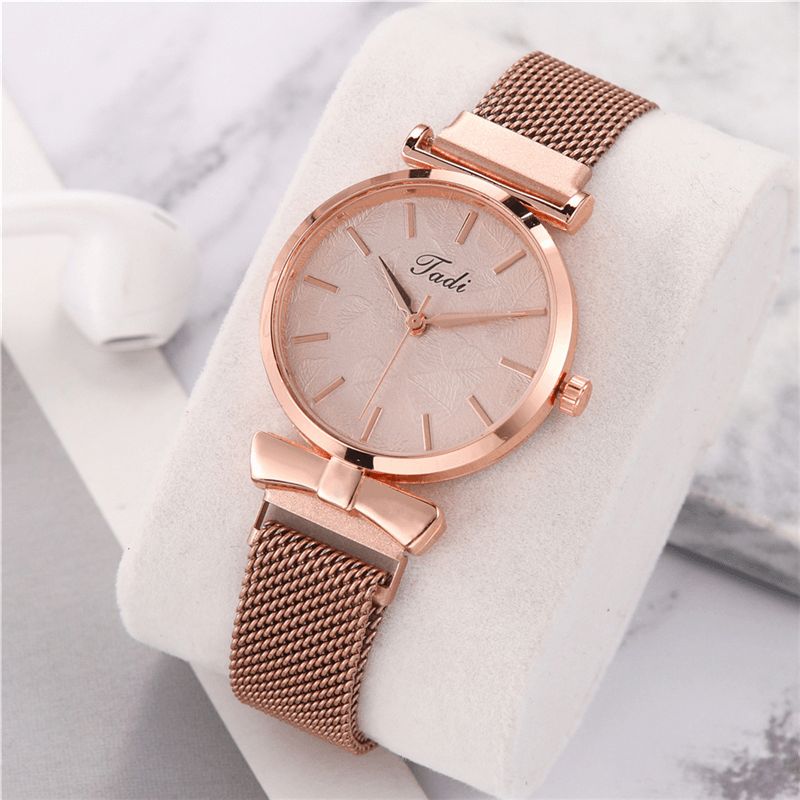 Moda Codzienne Elegancki Design Zegarki Damskie Alloy Mesh Band Dial Wrist Case Zegarek Kwarcowy