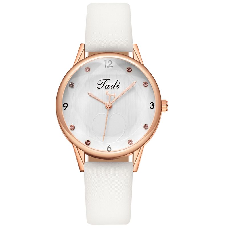 Moda Codzienne Eleganckie Sportowe Damskie Zegarki Skórzany Pasek Dial Rose Gold Wrist Alloy Case Zegarek Kwarcowy