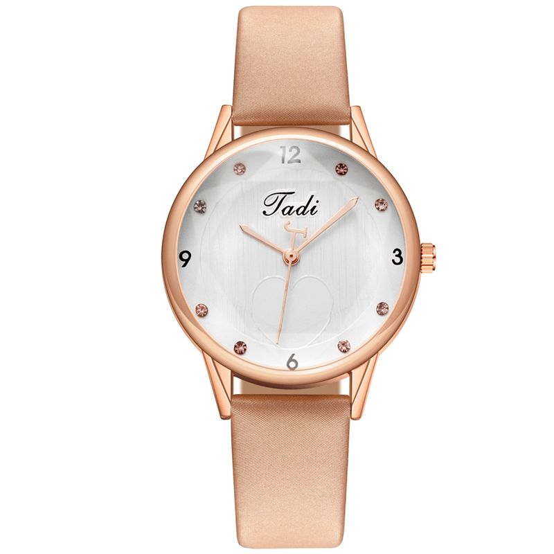 Moda Codzienne Eleganckie Sportowe Damskie Zegarki Skórzany Pasek Dial Rose Gold Wrist Alloy Case Zegarek Kwarcowy