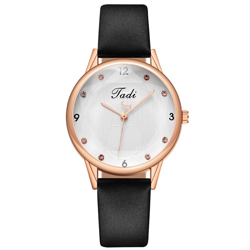 Moda Codzienne Eleganckie Sportowe Damskie Zegarki Skórzany Pasek Dial Rose Gold Wrist Alloy Case Zegarek Kwarcowy