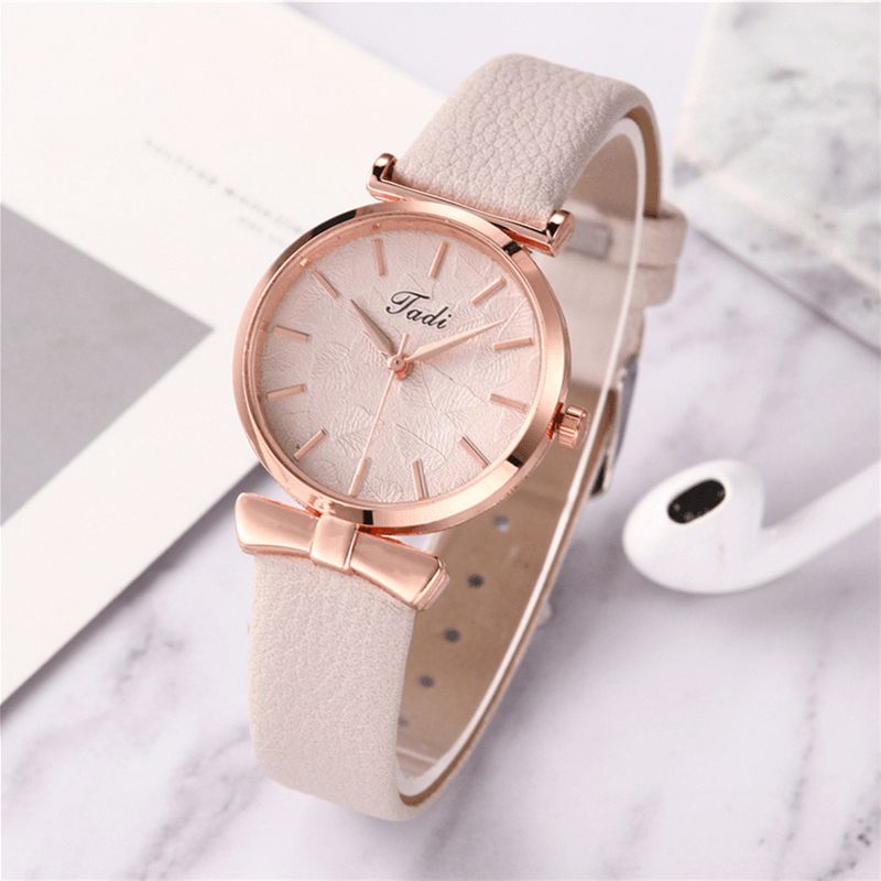 Moda Codzienne Eleganckie Zegarki Damskie Skórzany Pasek Dial Rose Gold Wrist Alloy Case Zegarek Kwarcowy