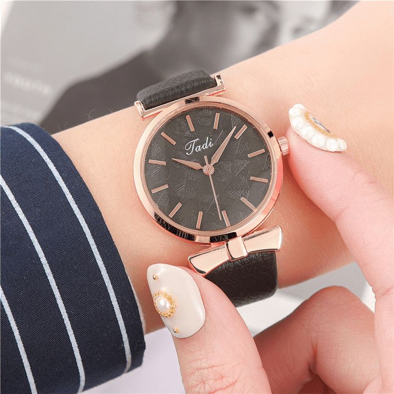 Moda Codzienne Eleganckie Zegarki Damskie Skórzany Pasek Dial Rose Gold Wrist Alloy Case Zegarek Kwarcowy