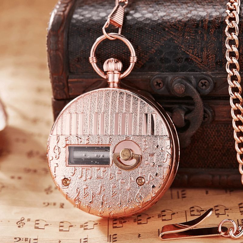 Moda Merry Christmas Word Music Box Odtwarzacz Muzyczny Zegarek Kieszonkowy Metalowy Zegarek Kwarcowy W Stylu Vintage