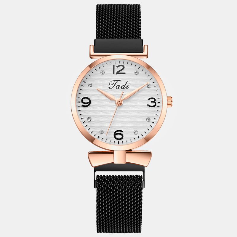 Modny Prosty Elegancki Design Dzikie Zegarki Damskie Alloy Mesh Band Rose Gold Alloy Case Zegarek Kwarcowy