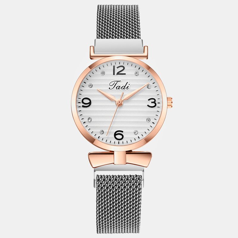 Modny Prosty Elegancki Design Dzikie Zegarki Damskie Alloy Mesh Band Rose Gold Alloy Case Zegarek Kwarcowy