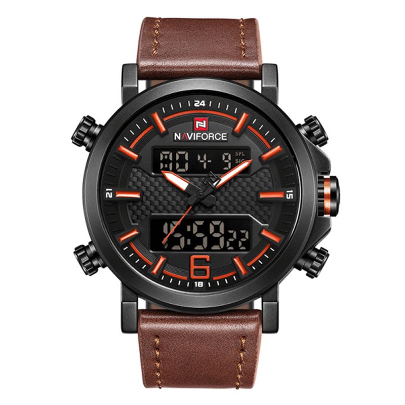 Naviforce 9135 Podwójny Wyświetlacz Cyfrowy Zegarek Luminous Display Kalendarz Alarmowy Outdoor Sport Watch