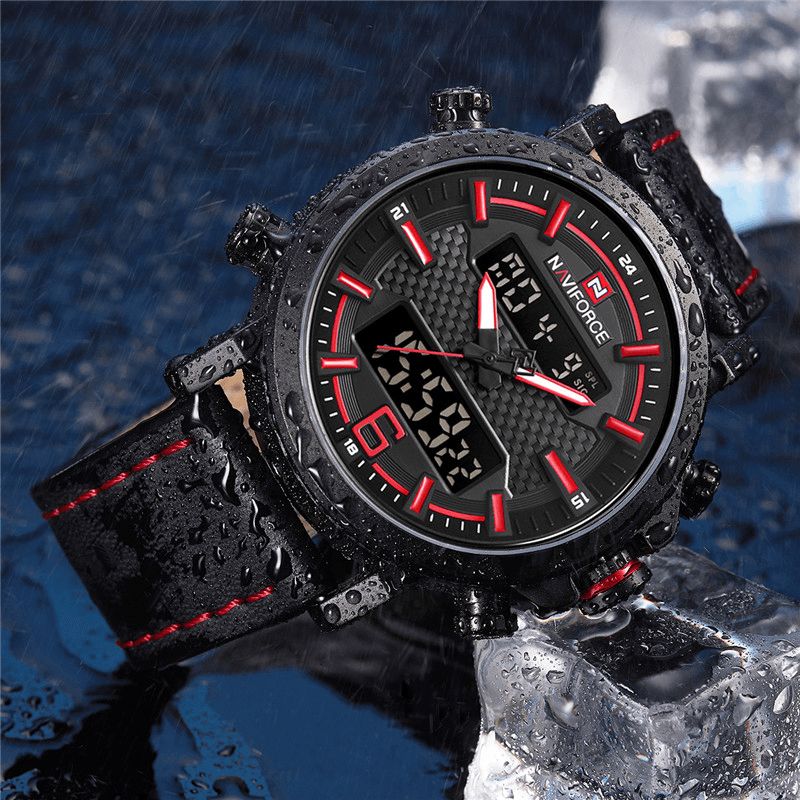 Naviforce 9135 Podwójny Wyświetlacz Cyfrowy Zegarek Luminous Display Kalendarz Alarmowy Outdoor Sport Watch