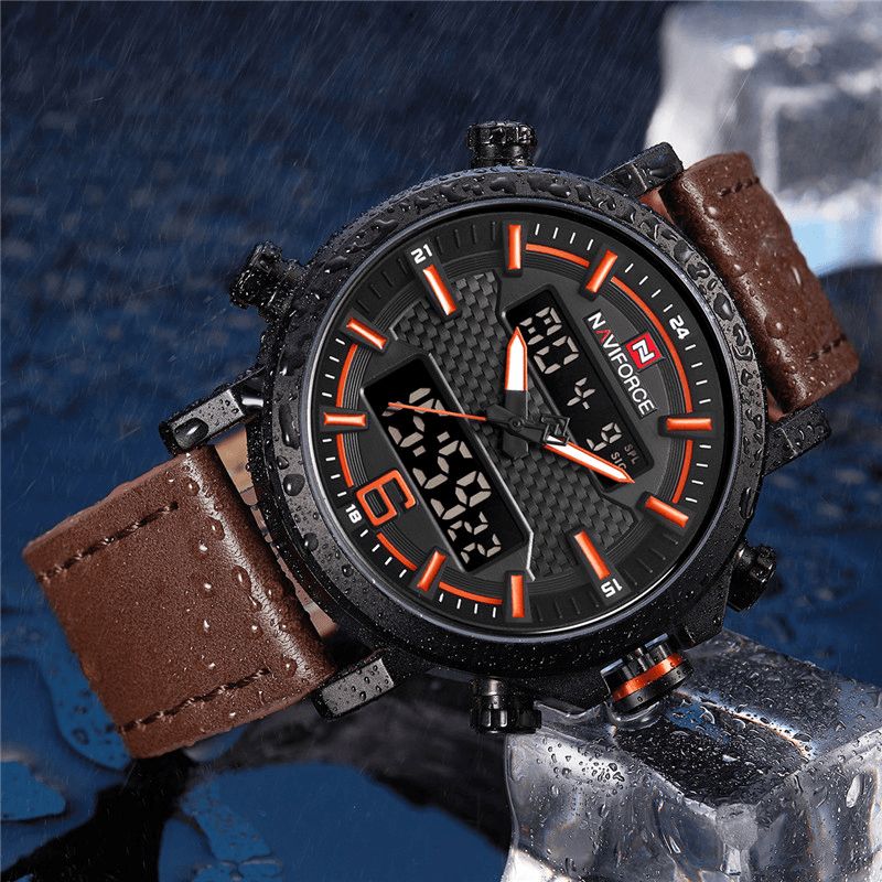 Naviforce 9135 Podwójny Wyświetlacz Cyfrowy Zegarek Luminous Display Kalendarz Alarmowy Outdoor Sport Watch