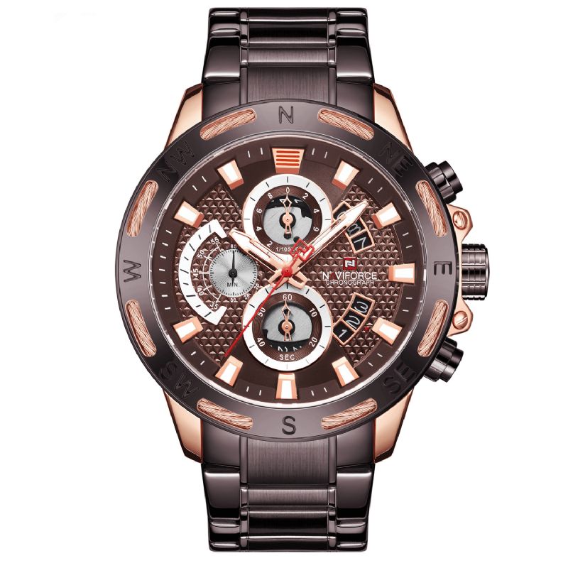 Naviforce 9165 Chronograph Business Style Męskie Zegarek Luminous Display Quartz Watch