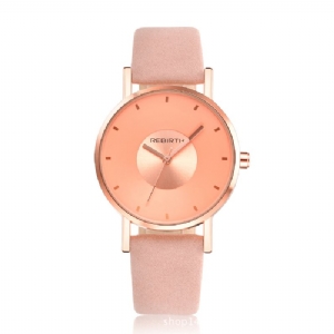 Rebirth Re055 Rose Gold Case Damskie Wrist Zegarek Codzienne Style Prezent Skórzany Pasek Zegarki Kwarcowe