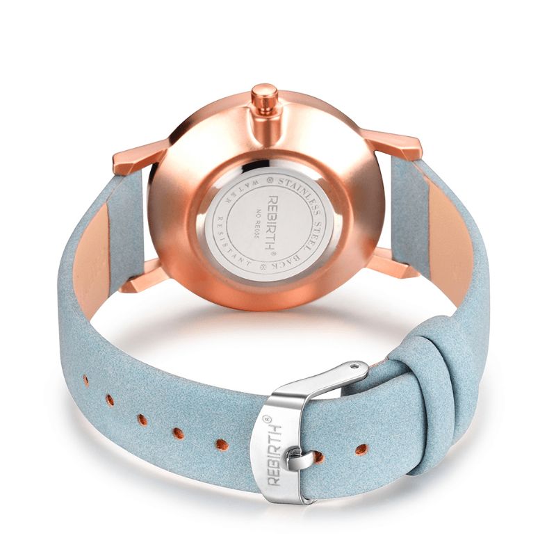 Rebirth Re055 Rose Gold Case Damskie Wrist Zegarek Codzienne Style Prezent Skórzany Pasek Zegarki Kwarcowe