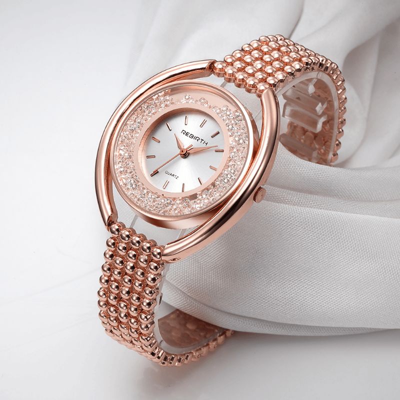 Rebirth Re079 Moda Damskie Quartz Zegarek Ladies Luxury Diamond Steel Strap Bracelet Watch