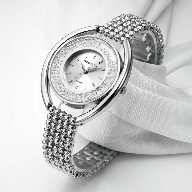 Rebirth Re079 Moda Damskie Quartz Zegarek Ladies Luxury Diamond Steel Strap Bracelet Watch