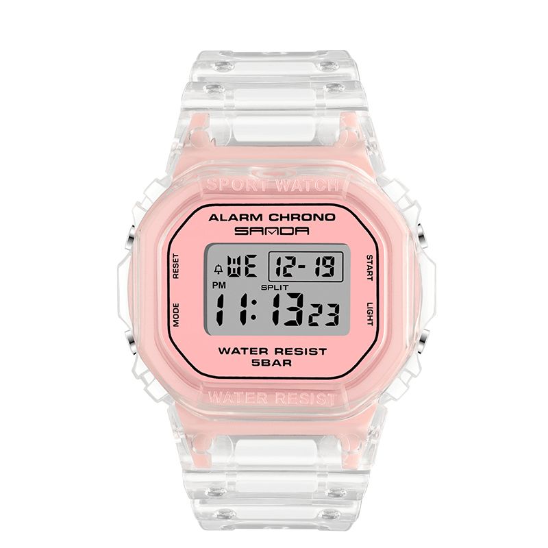 Sanda 2009 Przezroczysty Pasek Świeży Kolor Moda Luminous Display Stoper Coupole Digital Watch