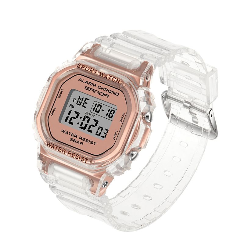 Sanda 2009 Przezroczysty Pasek Świeży Kolor Moda Luminous Display Stoper Coupole Digital Watch