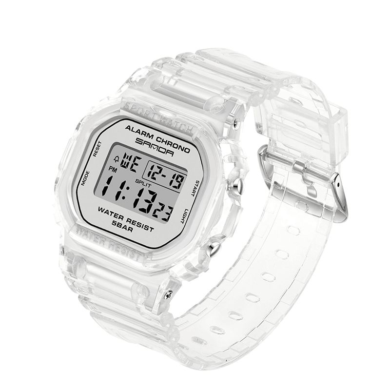 Sanda 2009 Przezroczysty Pasek Świeży Kolor Moda Luminous Display Stoper Coupole Digital Watch