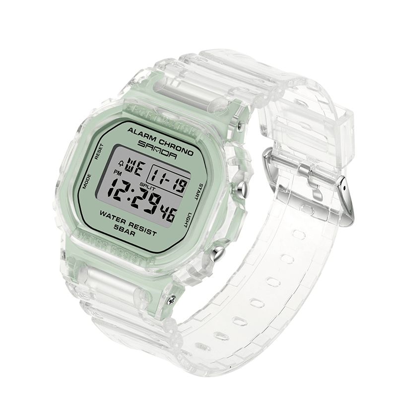 Sanda 2009 Przezroczysty Pasek Świeży Kolor Moda Luminous Display Stoper Coupole Digital Watch