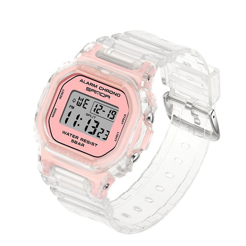 Sanda 2009 Przezroczysty Pasek Świeży Kolor Moda Luminous Display Stoper Coupole Digital Watch