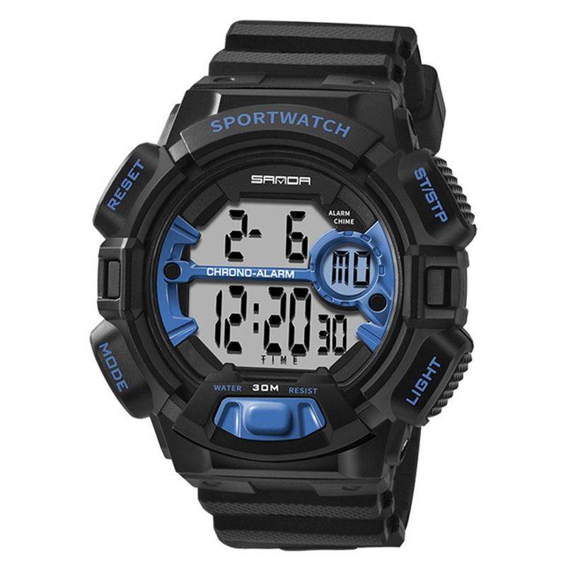 Sanda 319 Cyfrowy Zegarek Luminous Display Kalendarz Alarm Stoper Zegarek Outdoor Sport Watch