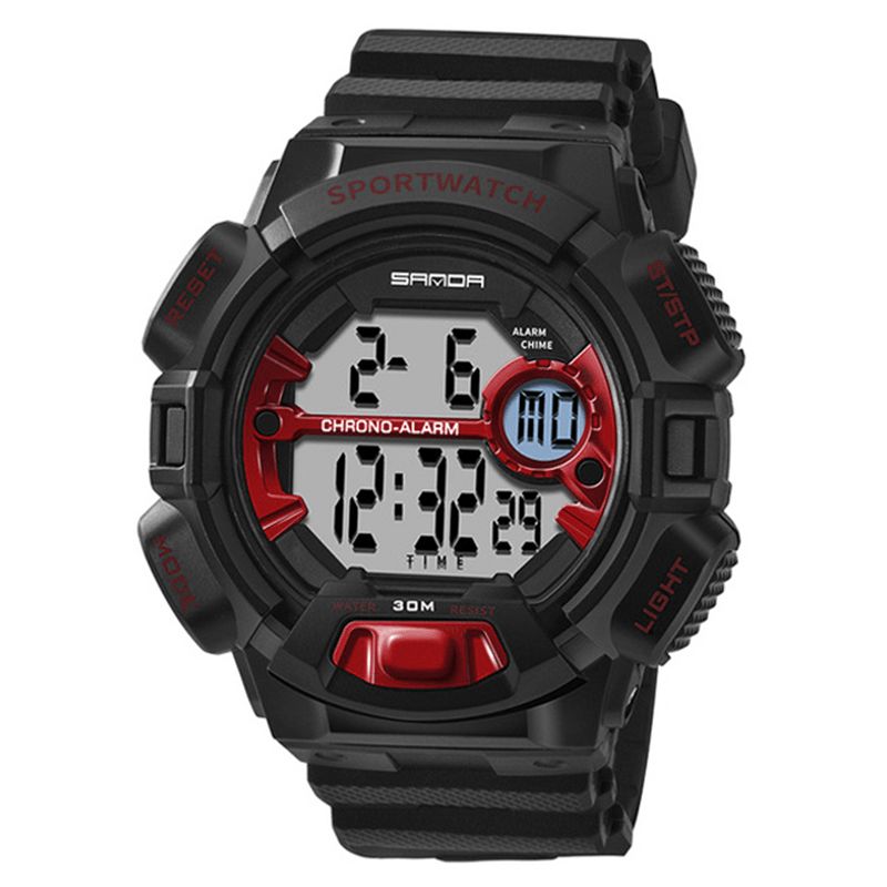 Sanda 319 Cyfrowy Zegarek Luminous Display Kalendarz Alarm Stoper Zegarek Outdoor Sport Watch