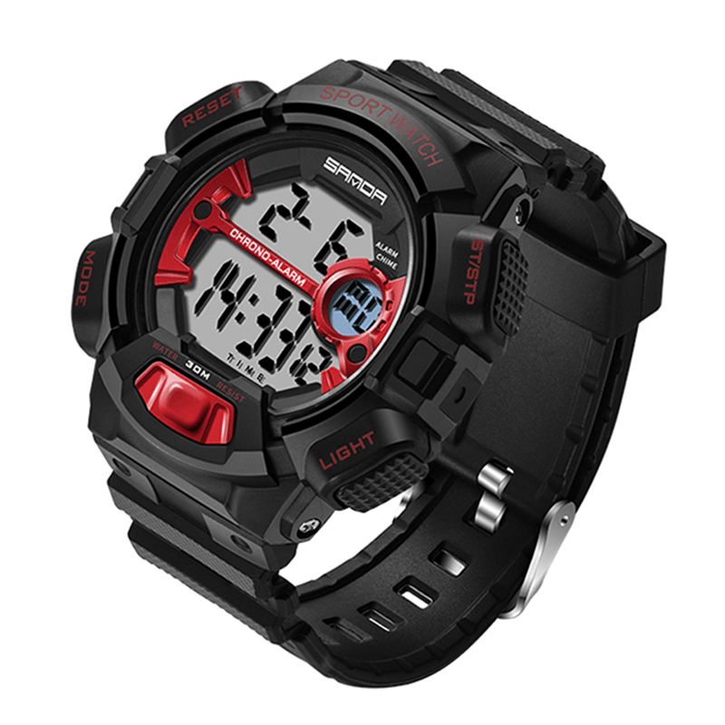 Sanda 319 Cyfrowy Zegarek Luminous Display Kalendarz Alarm Stoper Zegarek Outdoor Sport Watch