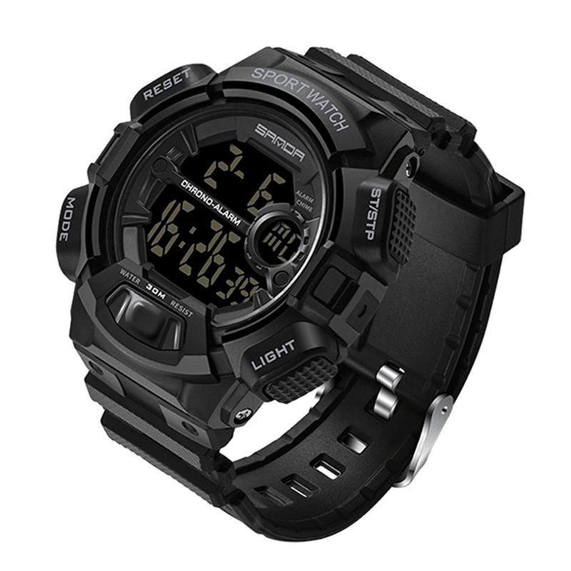 Sanda 319 Cyfrowy Zegarek Luminous Display Kalendarz Alarm Stoper Zegarek Outdoor Sport Watch