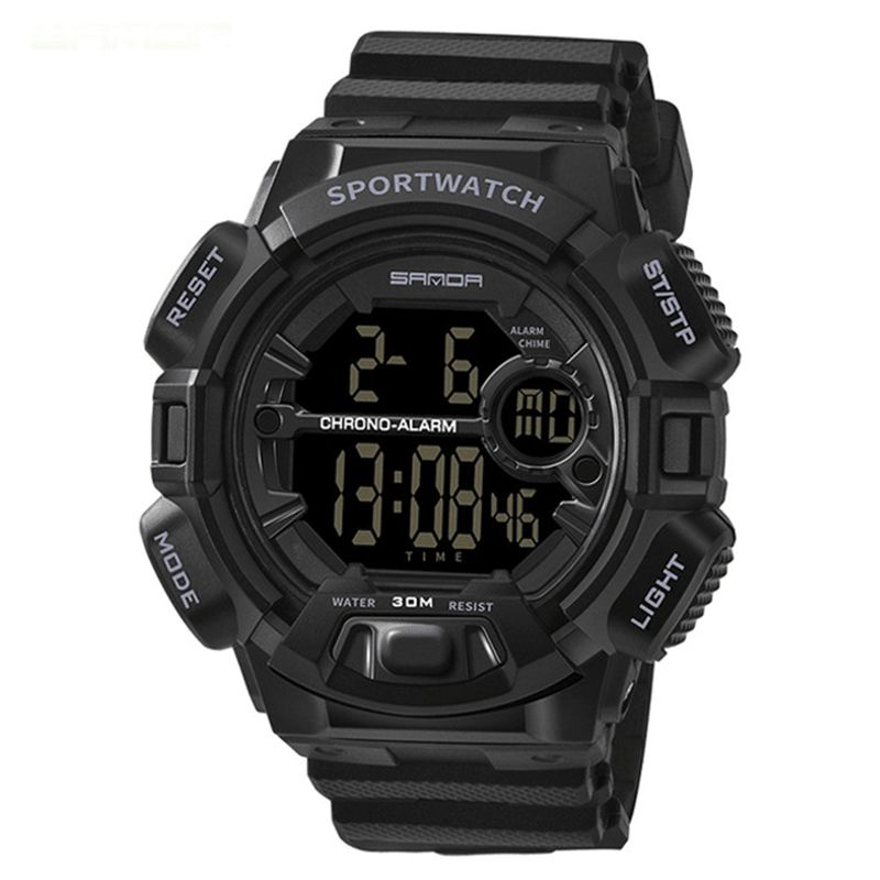 Sanda 319 Cyfrowy Zegarek Luminous Display Kalendarz Alarm Stoper Zegarek Outdoor Sport Watch