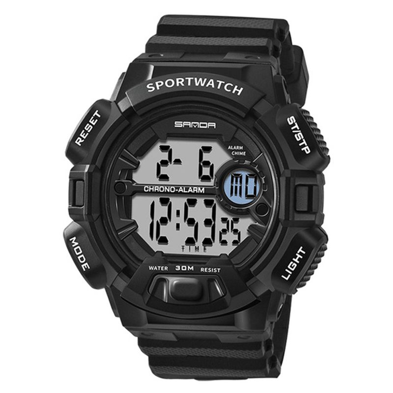 Sanda 319 Cyfrowy Zegarek Luminous Display Kalendarz Alarm Stoper Zegarek Outdoor Sport Watch