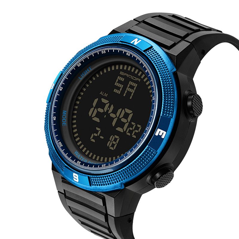 Sanda 360 Cyfrowy Zegarek Moda Męska Pasek Silikonowy Kalendarz Luminous Display Outdoor Sport Watch