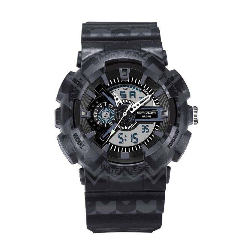 Sanda 999 Cyfrowy Zegarek Męski Sportowy Wodoodporny Stoper Outdoor Dual Display Wrist Watch