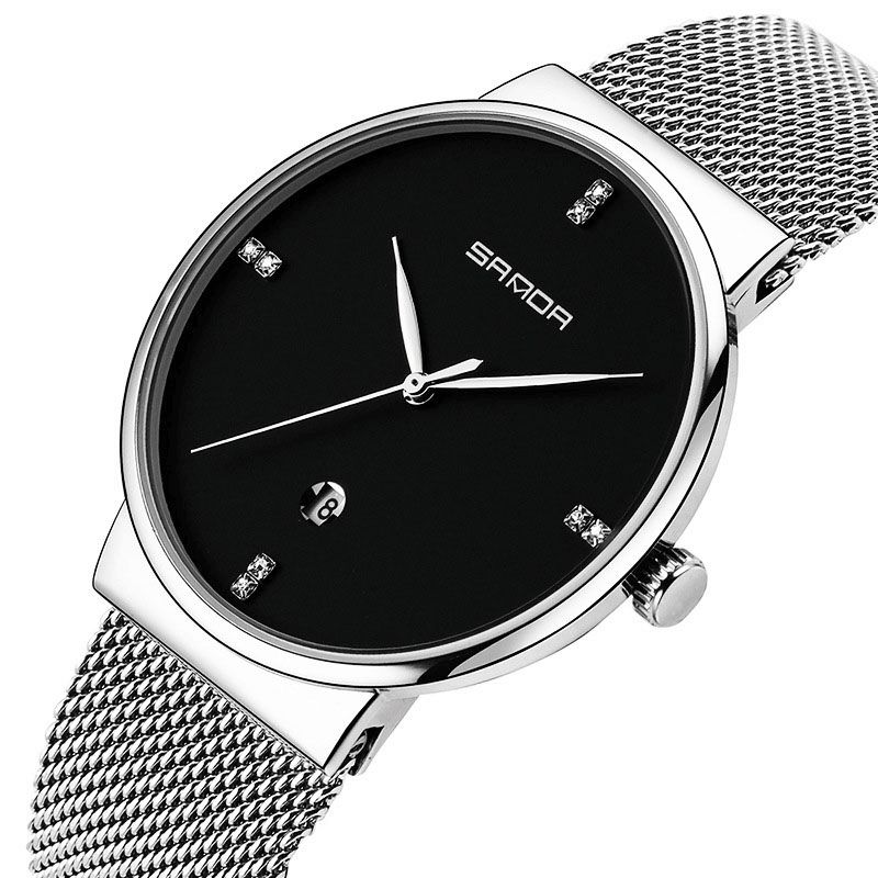 Sanda P210 Moda Codzienne Wyświetlacz Daty Wodoodporny Pasek Ze Stali Nierdzewnej Leisure Męskie Quartz Watch