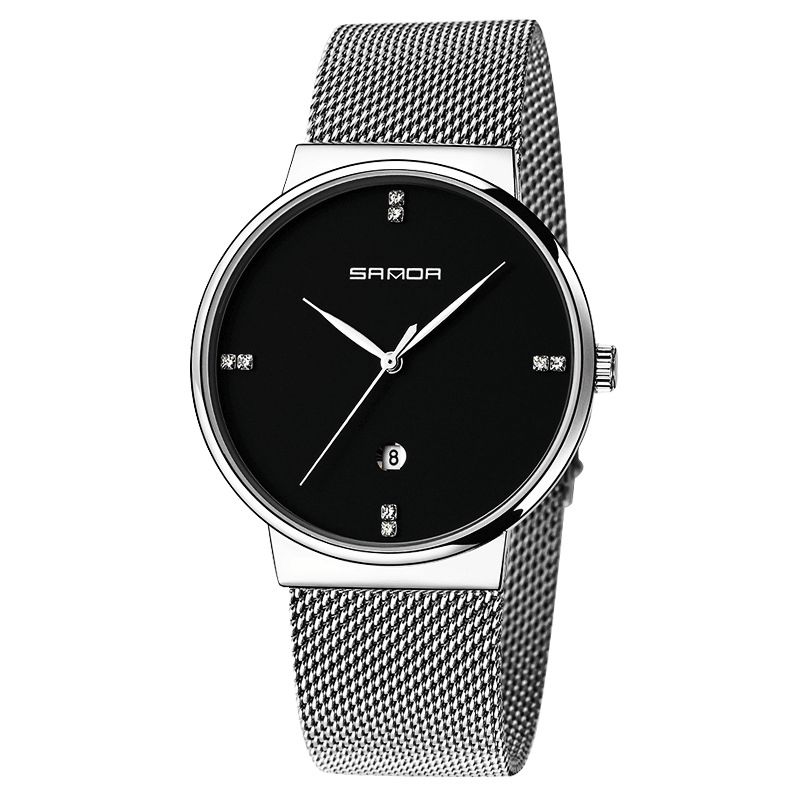 Sanda P210 Moda Codzienne Wyświetlacz Daty Wodoodporny Pasek Ze Stali Nierdzewnej Leisure Męskie Quartz Watch