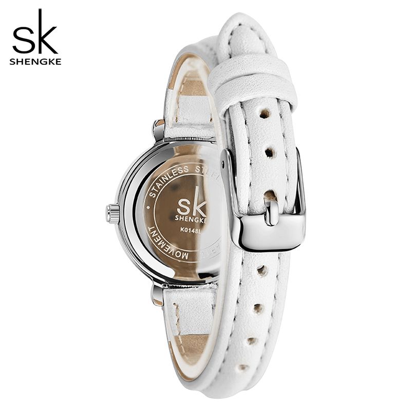 Shengke K0148 Modny Skórzany Pasek Zegarka Codzienne Dial Elegancki Damski Zegarek Kwarcowy