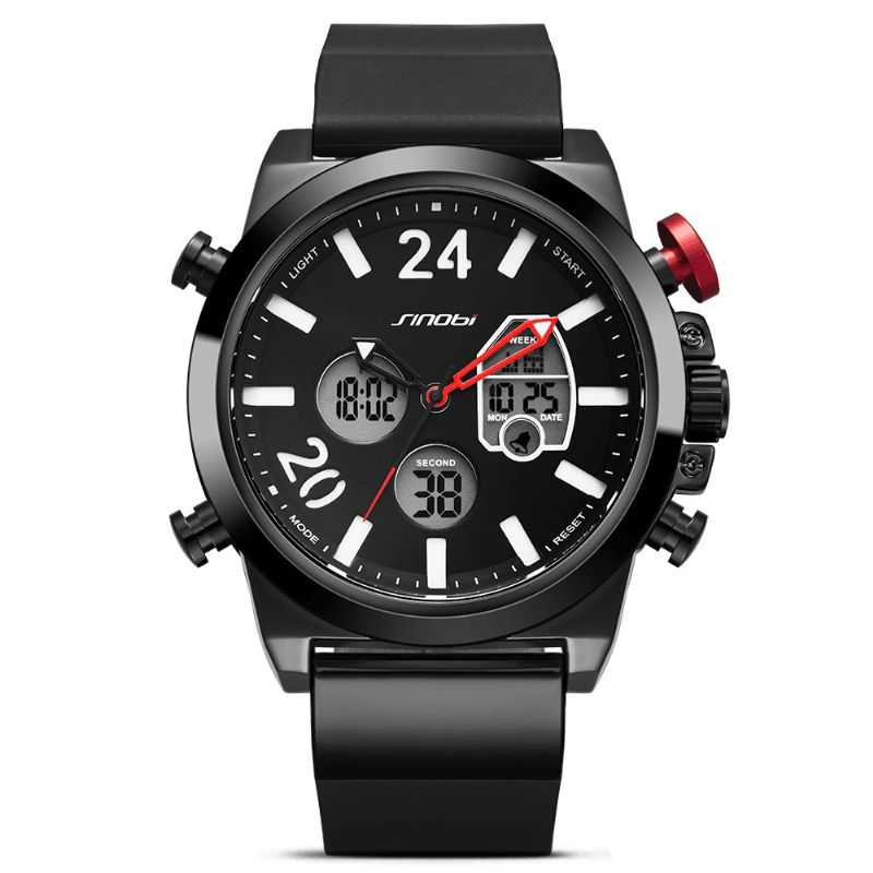 Sinobi 9732 Podwójny Wyświetlacz Cyfrowy Zegarek Męskie Chronograph Alarm Luminous Display Moda Sport Watch