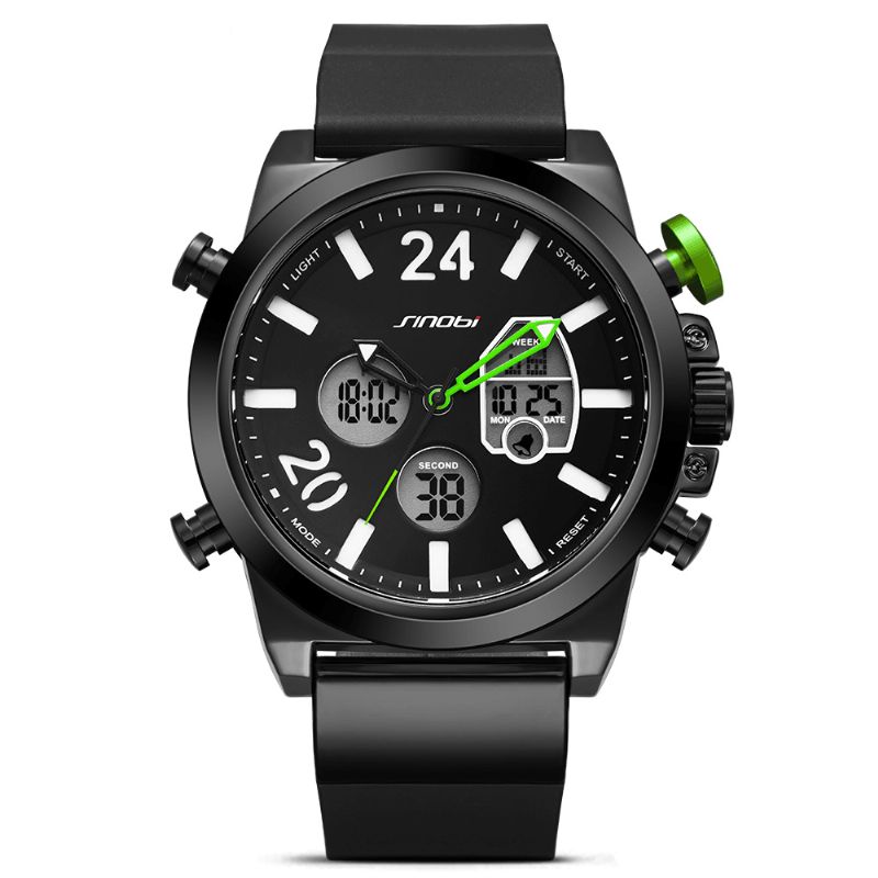 Sinobi 9732 Podwójny Wyświetlacz Cyfrowy Zegarek Męskie Chronograph Alarm Luminous Display Moda Sport Watch