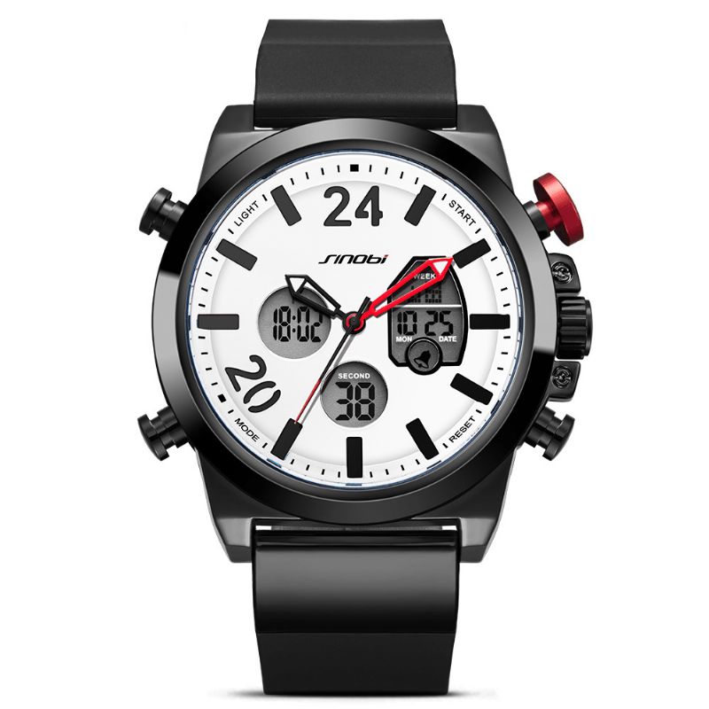 Sinobi 9732 Podwójny Wyświetlacz Cyfrowy Zegarek Męskie Chronograph Alarm Luminous Display Moda Sport Watch