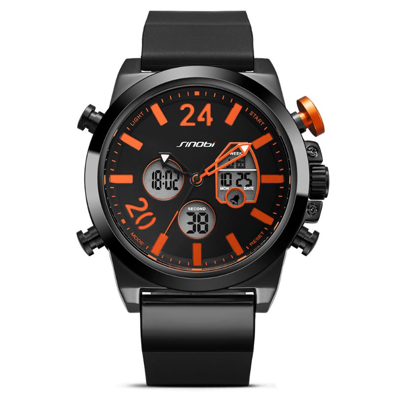 Sinobi 9732 Podwójny Wyświetlacz Cyfrowy Zegarek Męskie Chronograph Alarm Luminous Display Moda Sport Watch