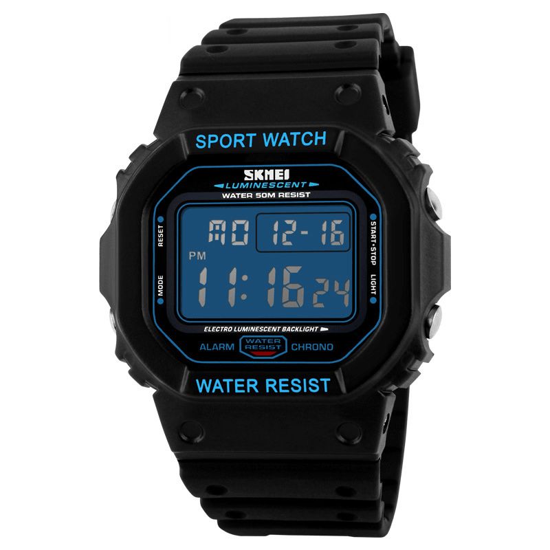 Skmei 1134 Sport Męskie Zegarek Wyświetlanie Daty Tygodnia 5Atm Wodoodporny Chronograf Led Light Moda Cyfrowy Zegarek