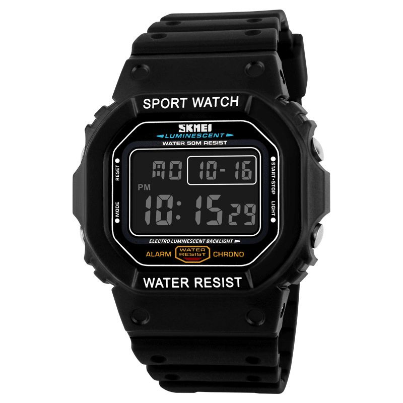 Skmei 1134 Sport Męskie Zegarek Wyświetlanie Daty Tygodnia 5Atm Wodoodporny Chronograf Led Light Moda Cyfrowy Zegarek