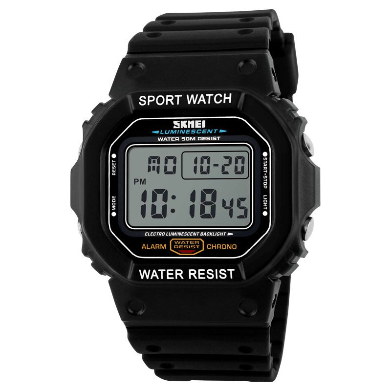 Skmei 1134 Sport Męskie Zegarek Wyświetlanie Daty Tygodnia 5Atm Wodoodporny Chronograf Led Light Moda Cyfrowy Zegarek