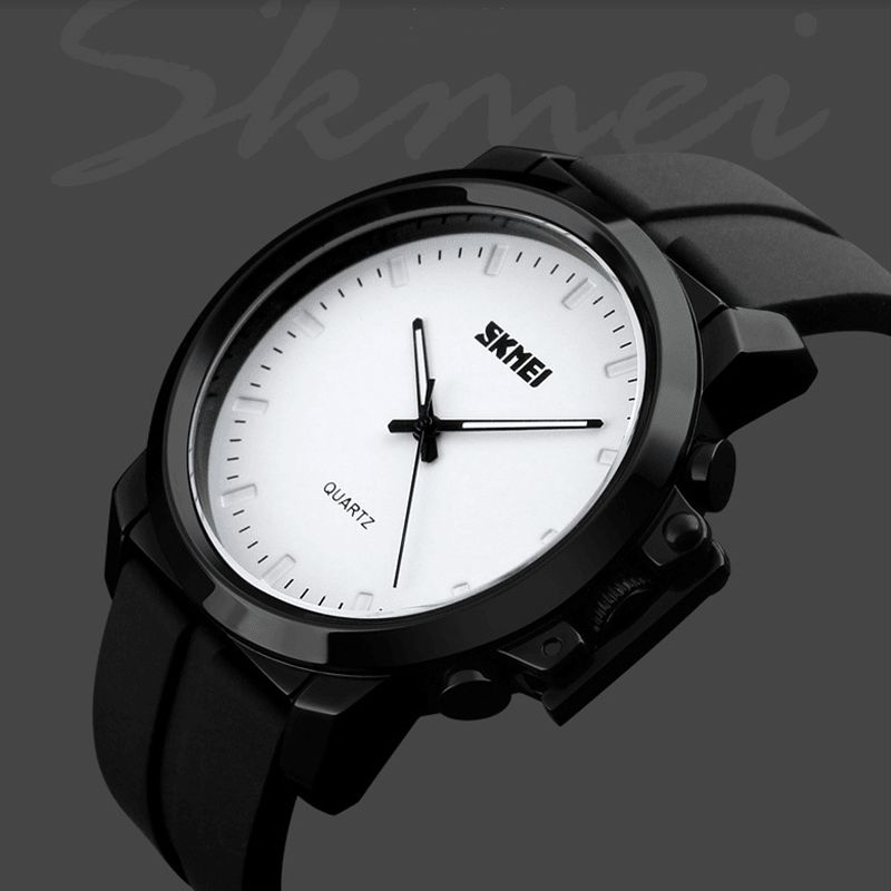 Skmei 1208 Business Style Simple Large Dial Męskie Wodoodporny Silikonowy Pasek Kwarcowy Zegarek