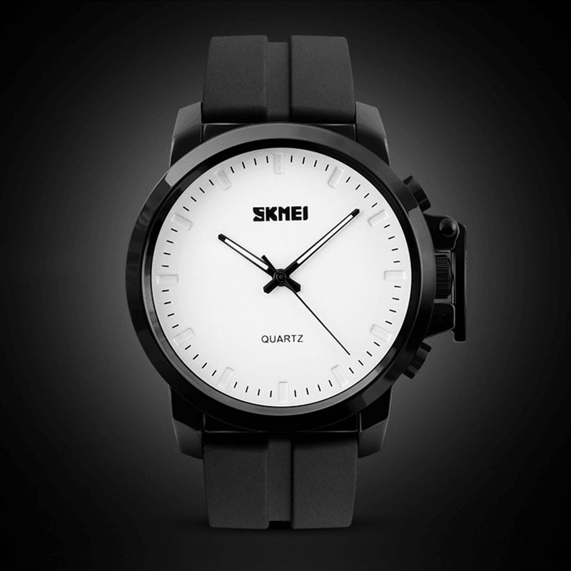 Skmei 1208 Business Style Simple Large Dial Męskie Wodoodporny Silikonowy Pasek Kwarcowy Zegarek