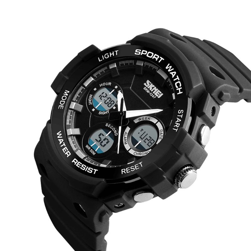 Skmei 1247 Podwójny Wyświetlacz Cyfrowy Zegarek Mężczyźni Luminous Chronograph Alarm Zegarek Outdoor Sport Watch