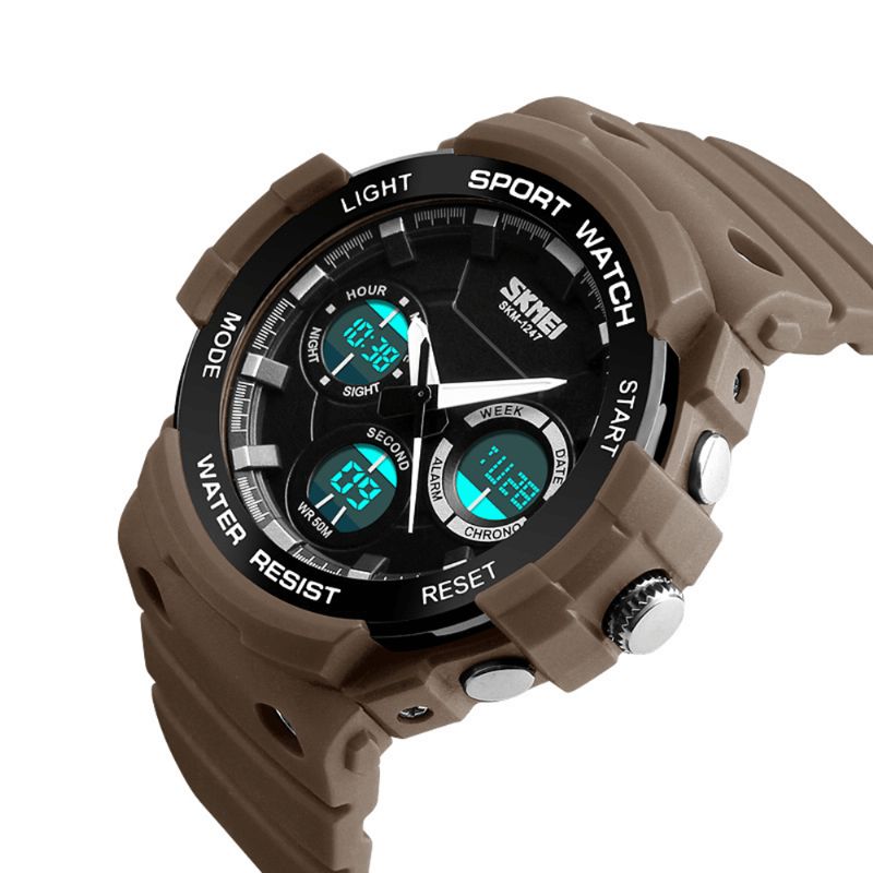 Skmei 1247 Podwójny Wyświetlacz Cyfrowy Zegarek Mężczyźni Luminous Chronograph Alarm Zegarek Outdoor Sport Watch