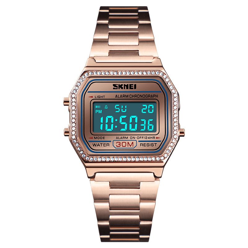 Skmei 1474 Codzienne Damskie Zegarek 3Atm Wodoodporny Wyświetlacz El Light Week Moda Digital Watch