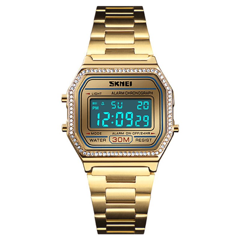 Skmei 1474 Codzienne Damskie Zegarek 3Atm Wodoodporny Wyświetlacz El Light Week Moda Digital Watch